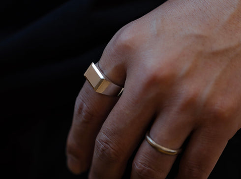 Seal stand cut square ring - 印台スクエアーカットリング FR006