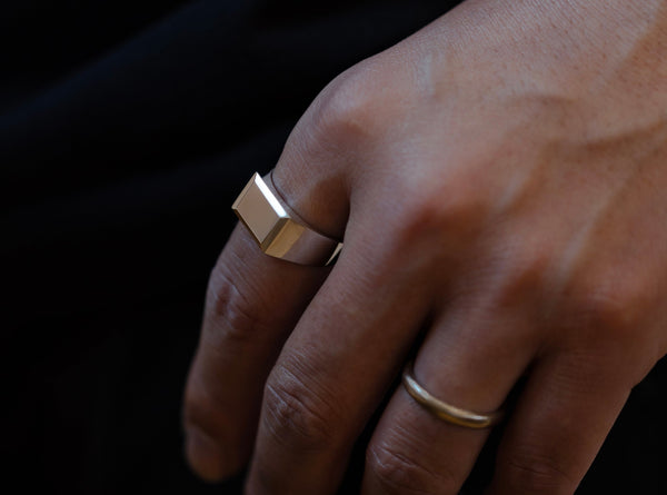 Seal stand cut square ring - 印台スクエアーカットリング FR006