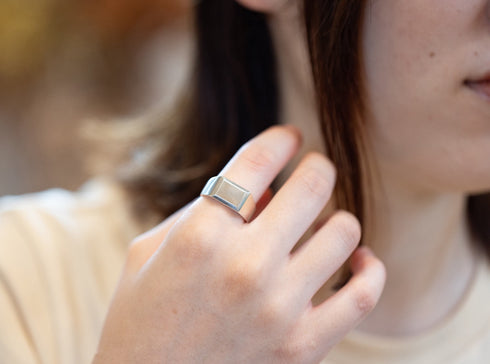 Seal stand cut square ring - 印台スクエアーカットリング FR006