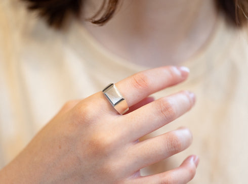 Seal stand cut square ring - 印台スクエアーカットリング FR006