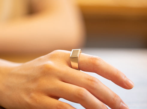 Seal stand cut square ring - 印台スクエアーカットリング FR006